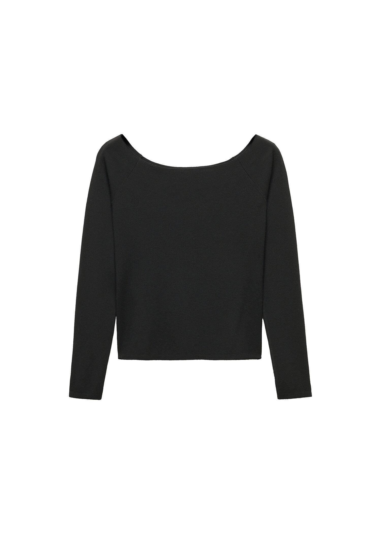 Mango - Black Off-The-Shoulder Knitted Sweater