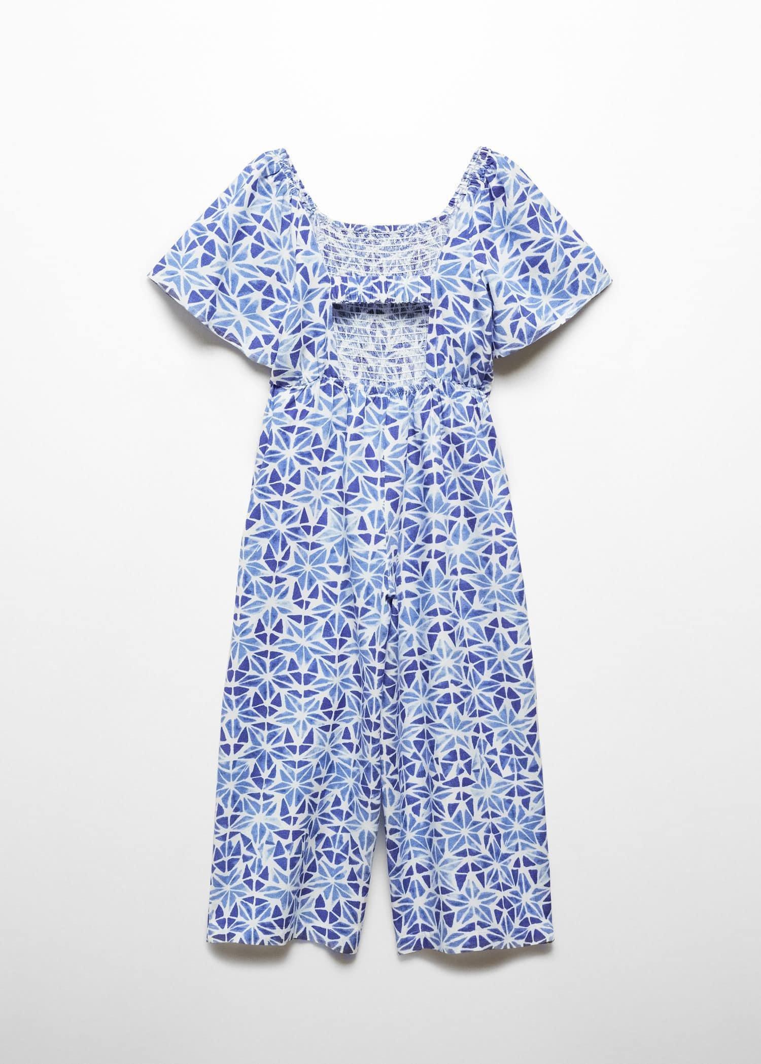 Mango - Blue Belt Printed Jumpsuit, Kids Girls