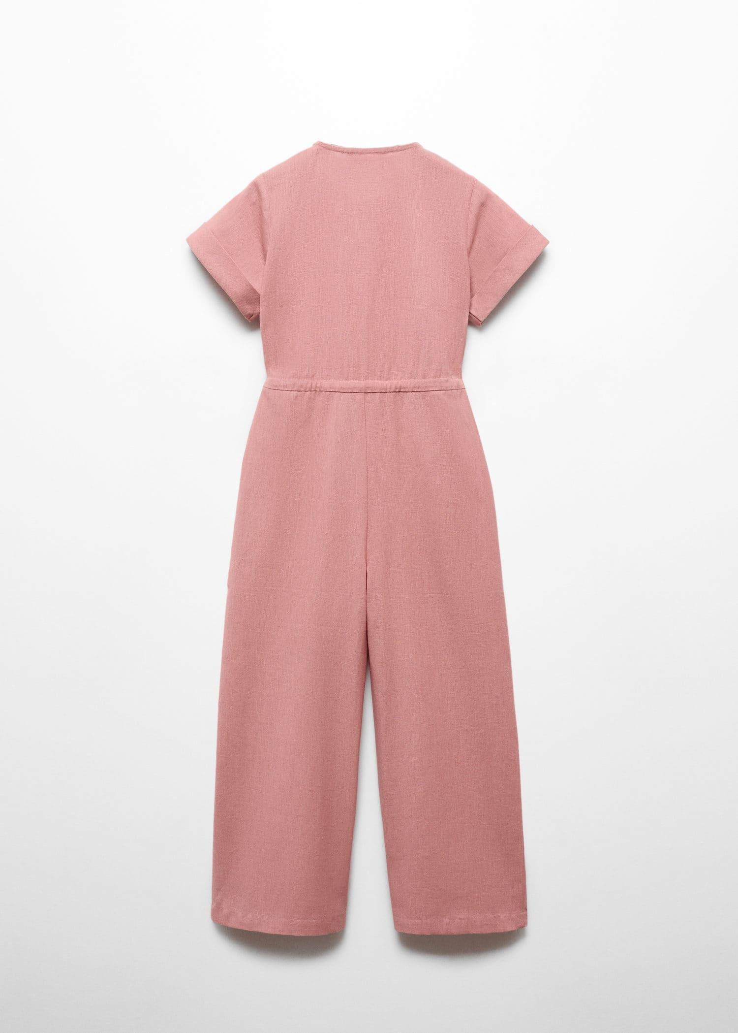 Mango - Pink Bow Linen Jumpsuit, Kids Girls