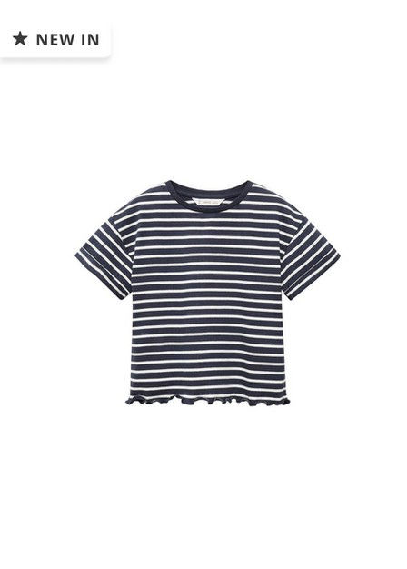 Mango - Navy Striped Cotton T-Shirt, Kids Girls