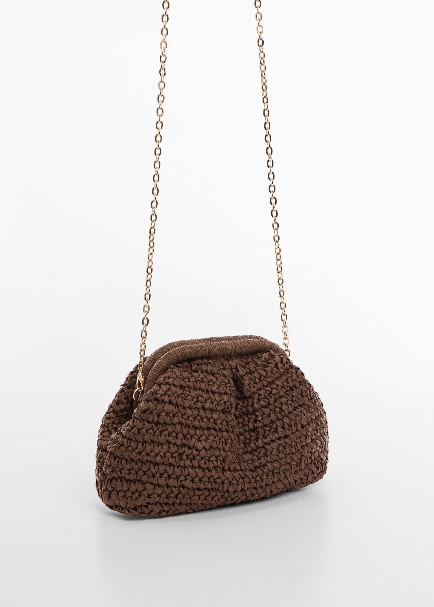 Brown Rattan Clutch Bag, , large image number 0
