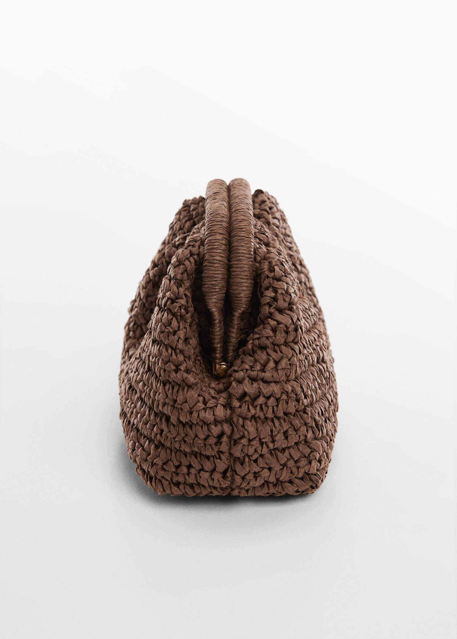 Brown Rattan Clutch Bag, , large image number 1
