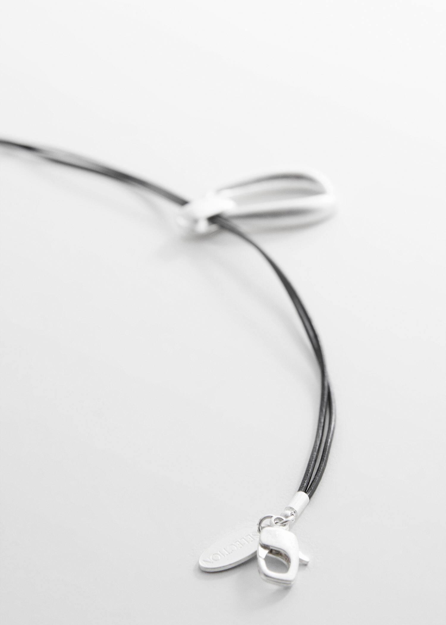 Mango - Silver Metal Pendant Leather Necklace