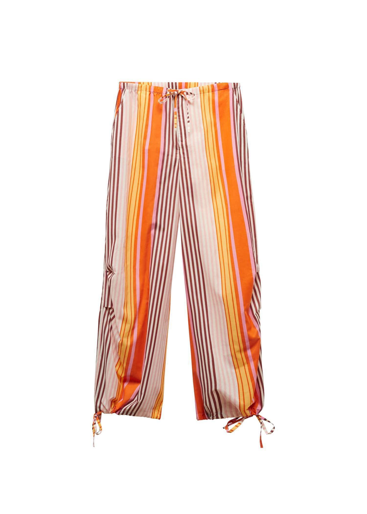 Orange Parachute Pants Striped Print, , large image number 4