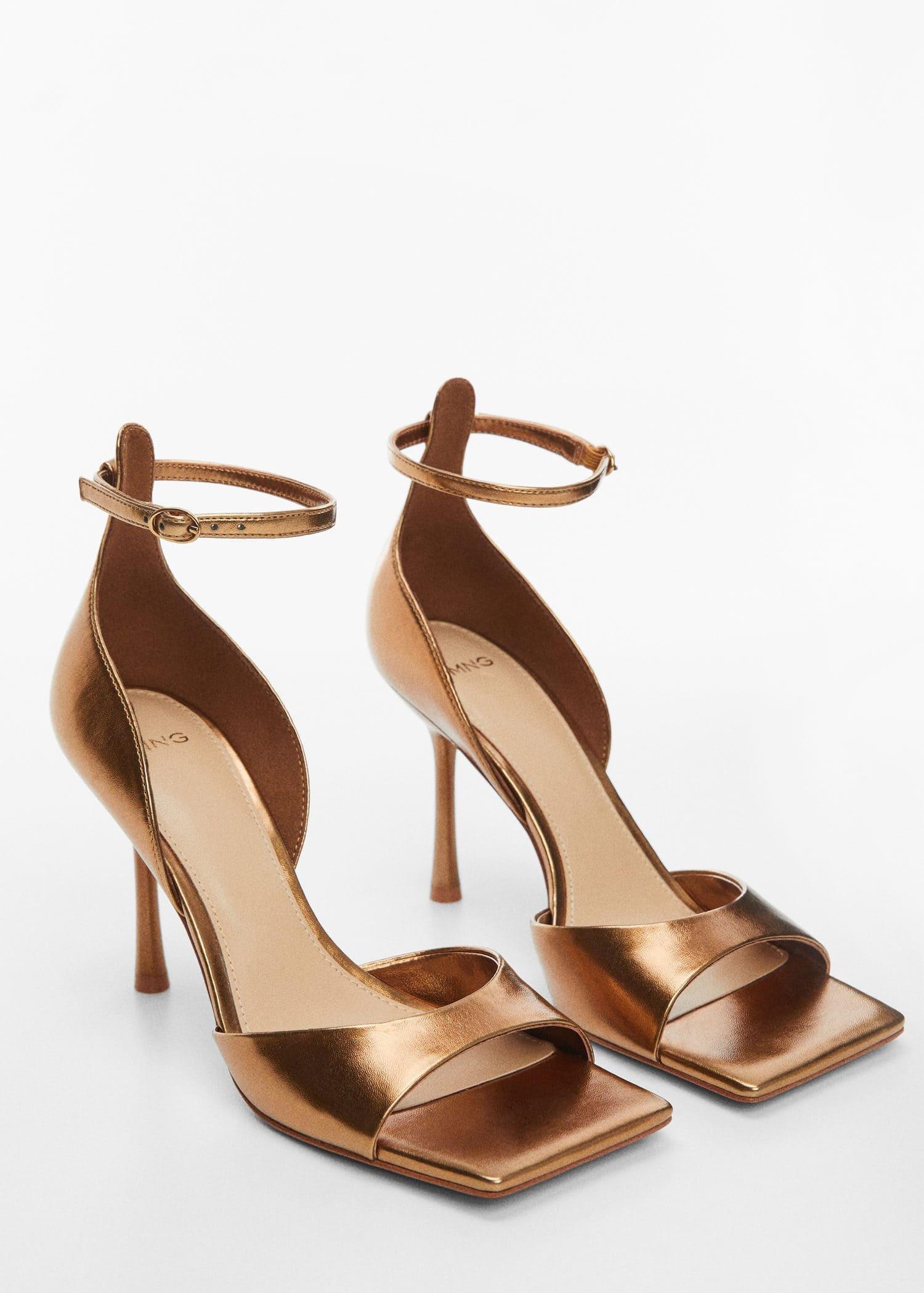 Mango Copper Metallic Heel Sandals Azadea UAE