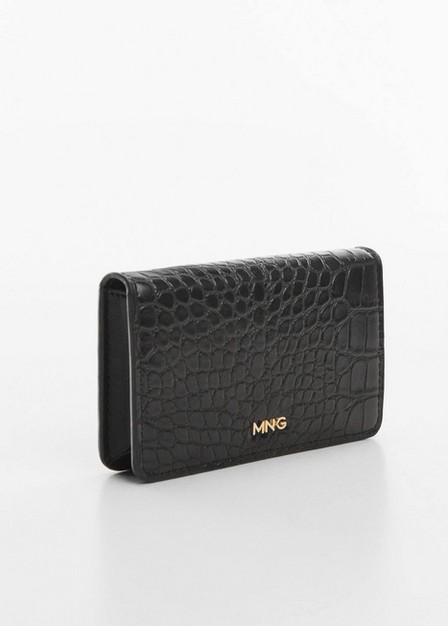 Mango - Black Crocodile Wallet With Logo