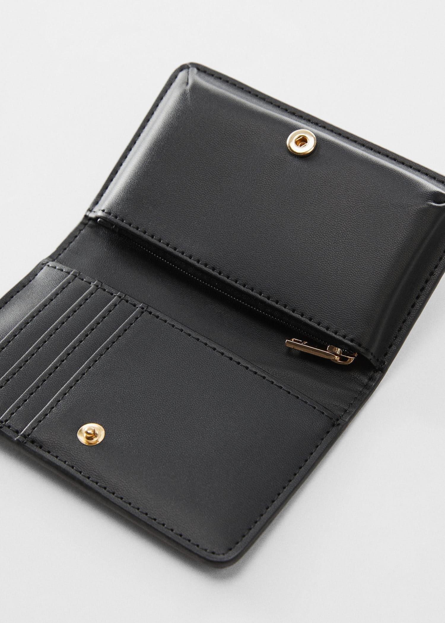 Mango - Black Crocodile Wallet With Logo