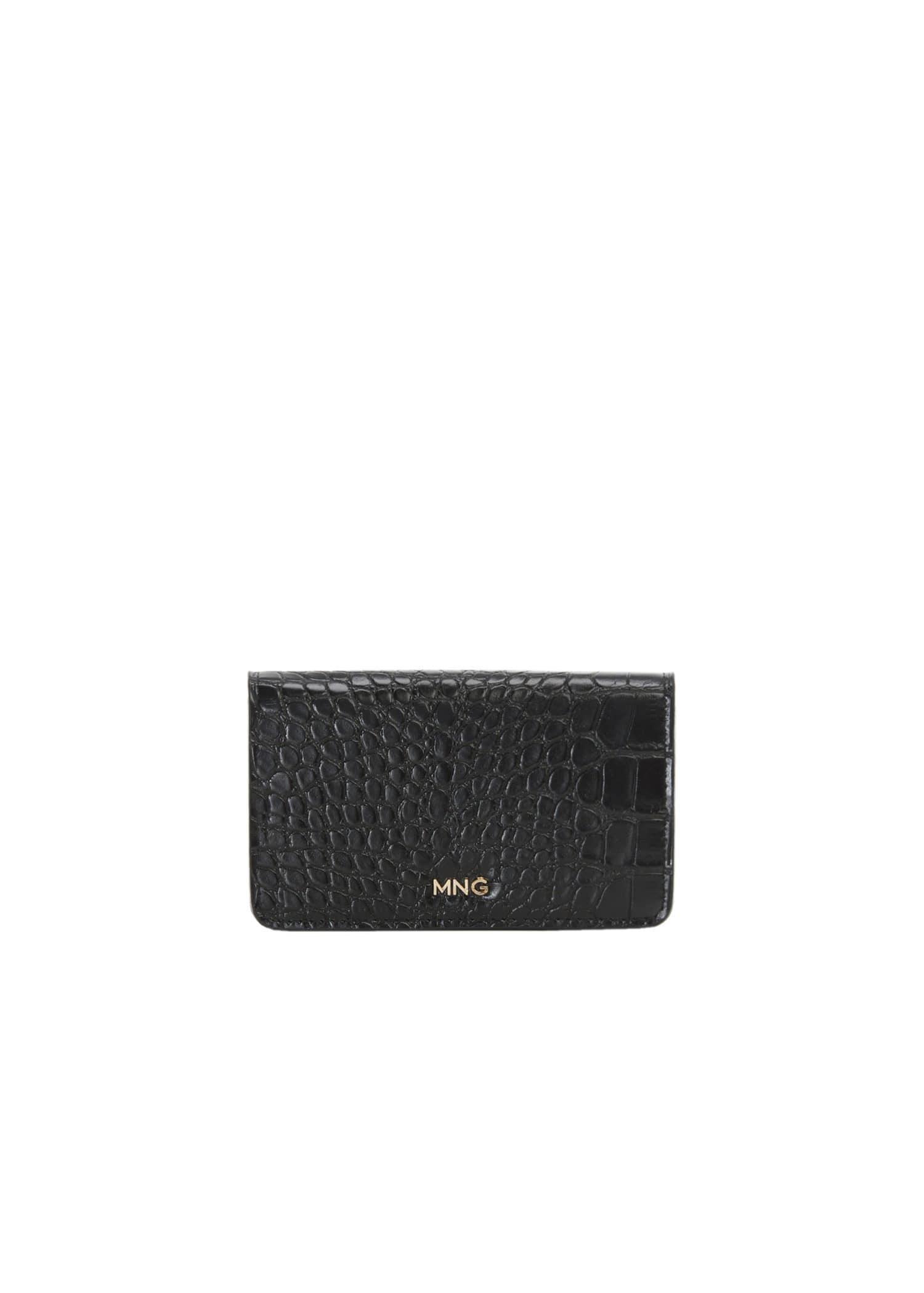 Mango - Black Crocodile Wallet With Logo