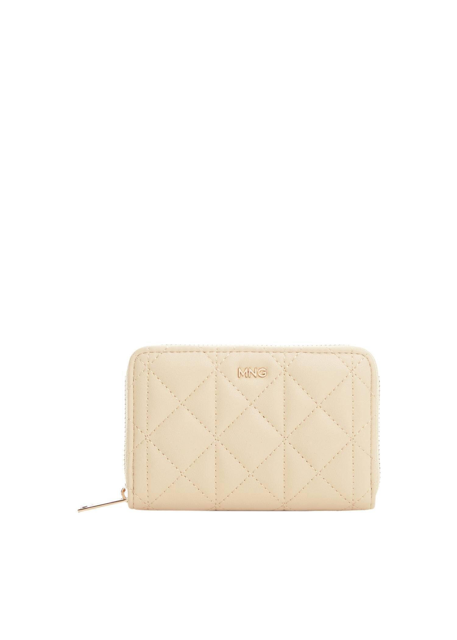 Mango - White Quilted Purse With Logo
