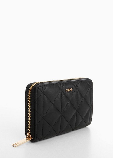 Mango - Black Quilted Purse With Logo