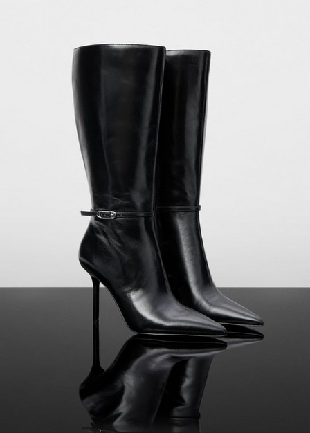 Mango - Black Heeled Leather Boots