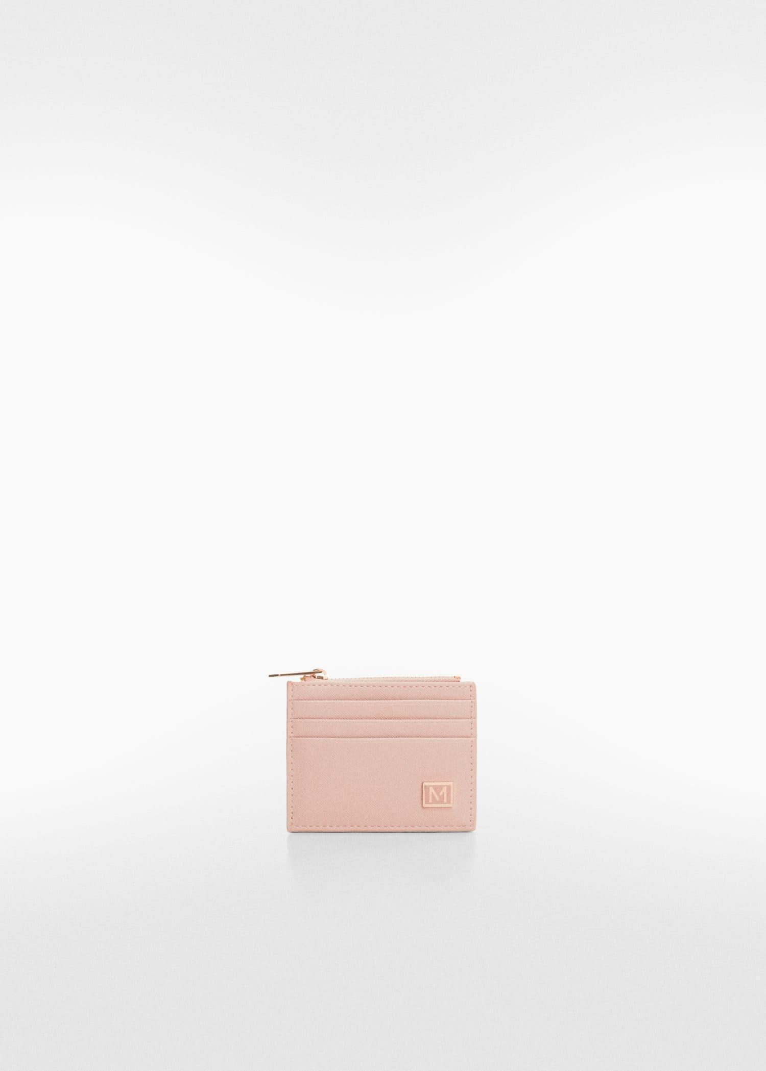 Mango - Pink Saffiano-Effect Cardholder