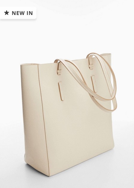 Mango - White Leather-Effect Shopper Bag