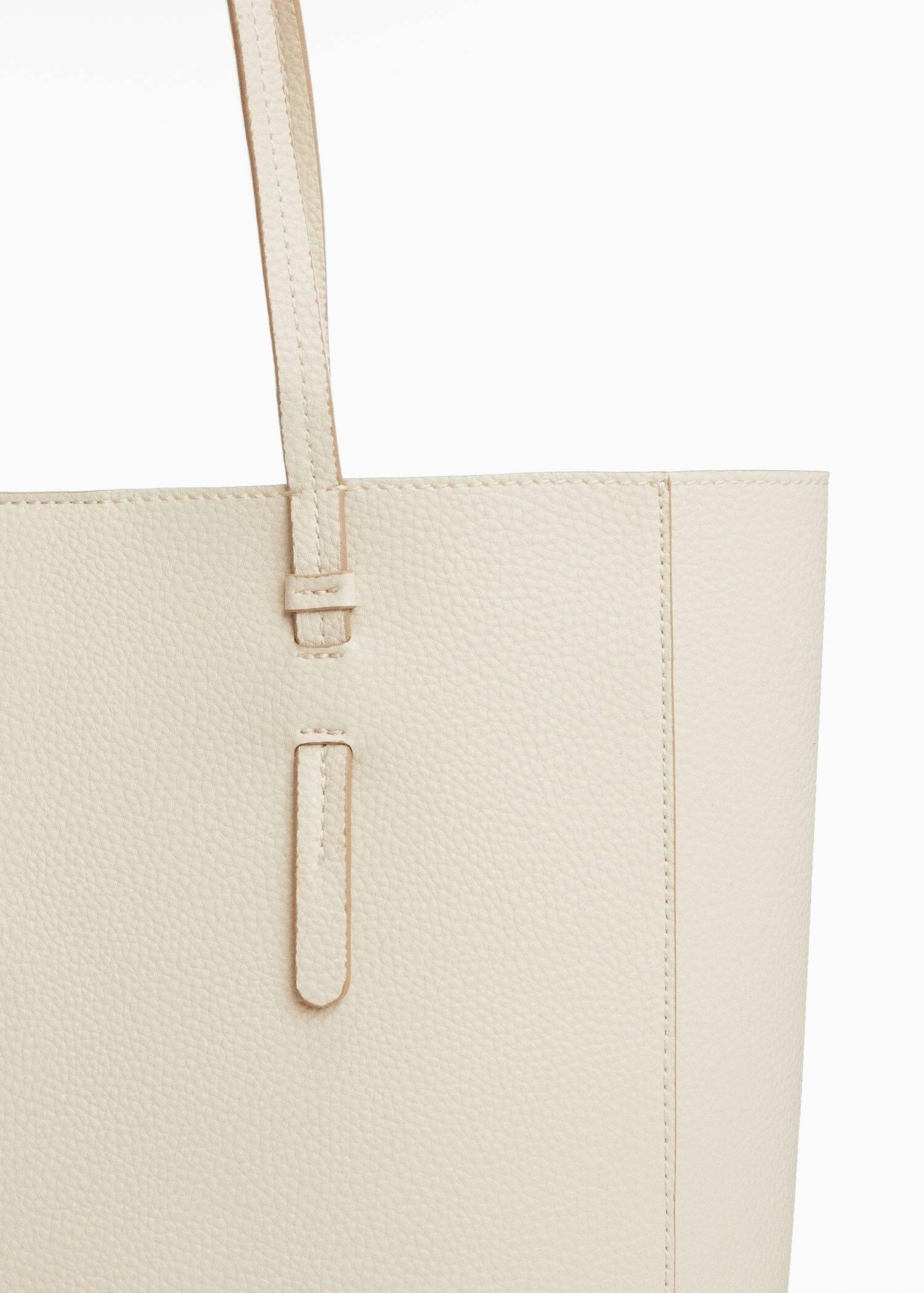 Mango - White Leather-Effect Shopper Bag
