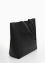 Mango - Black Leather-Effect Shopper Bag