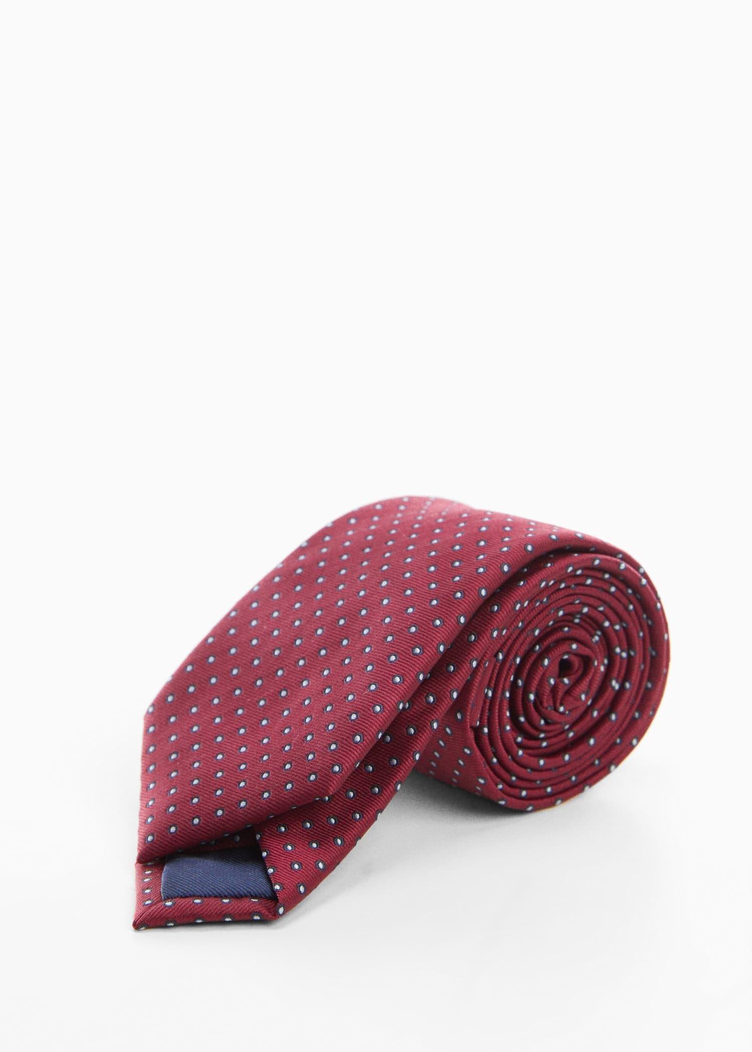 Burgundy Tie With Polka-Dot Print, , large image number 1
