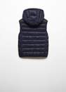 Mango - Navy Quilted Gilet With Hood, Kids Boys