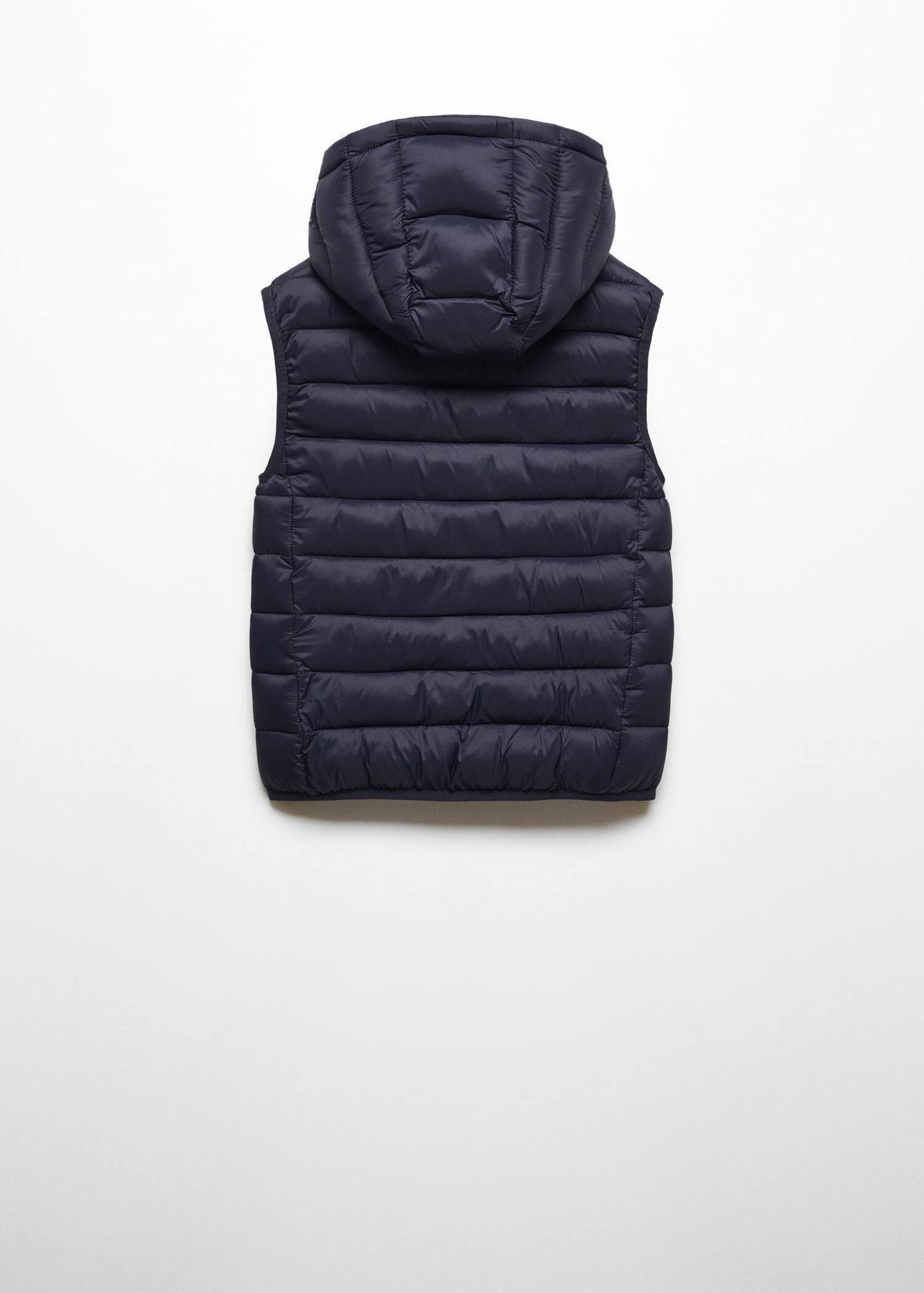 Mango - Navy Quilted Gilet With Hood, Kids Boys
