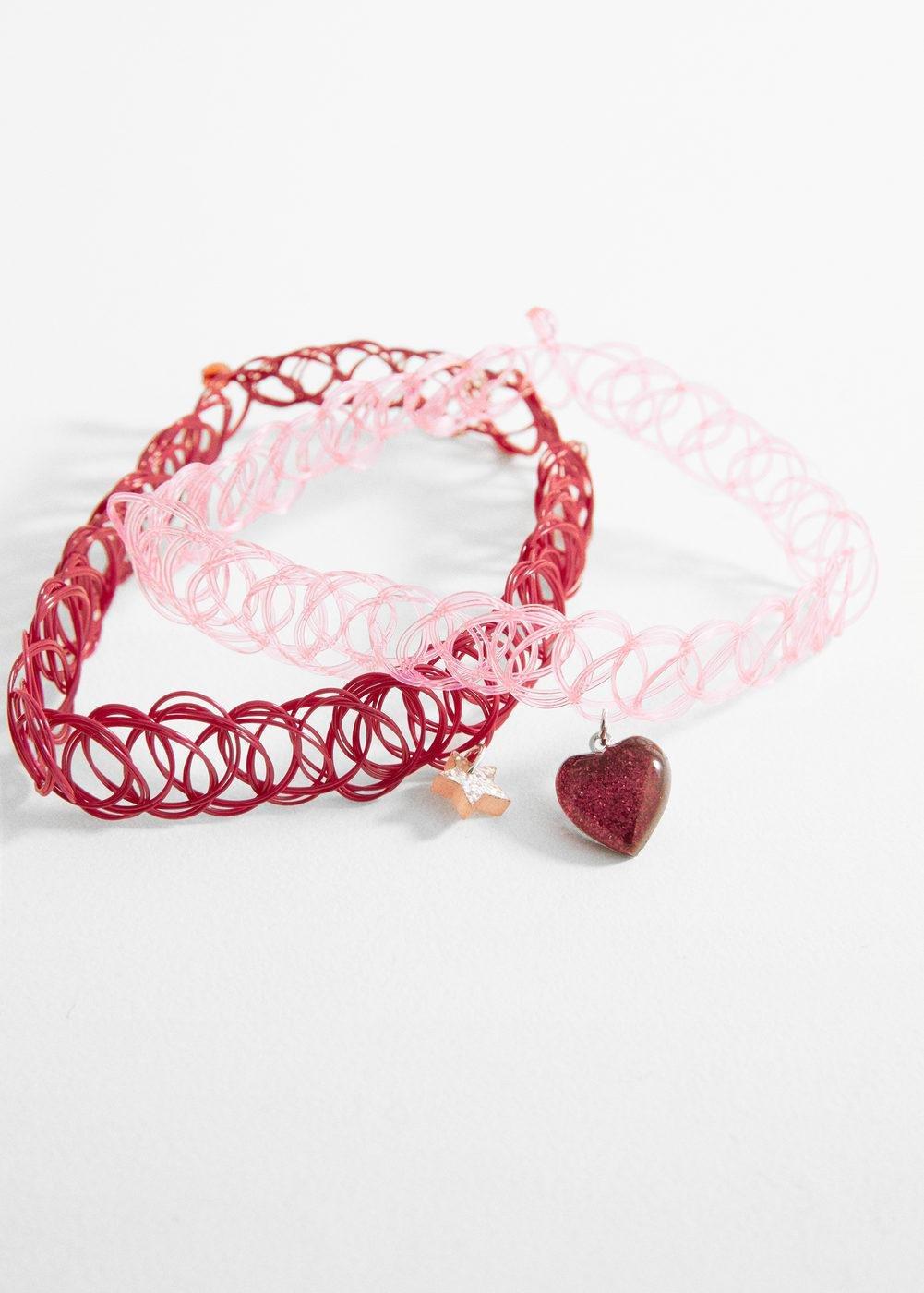 Pink Choker Necklace, Set Of 2, kids Girls, , large image number 0