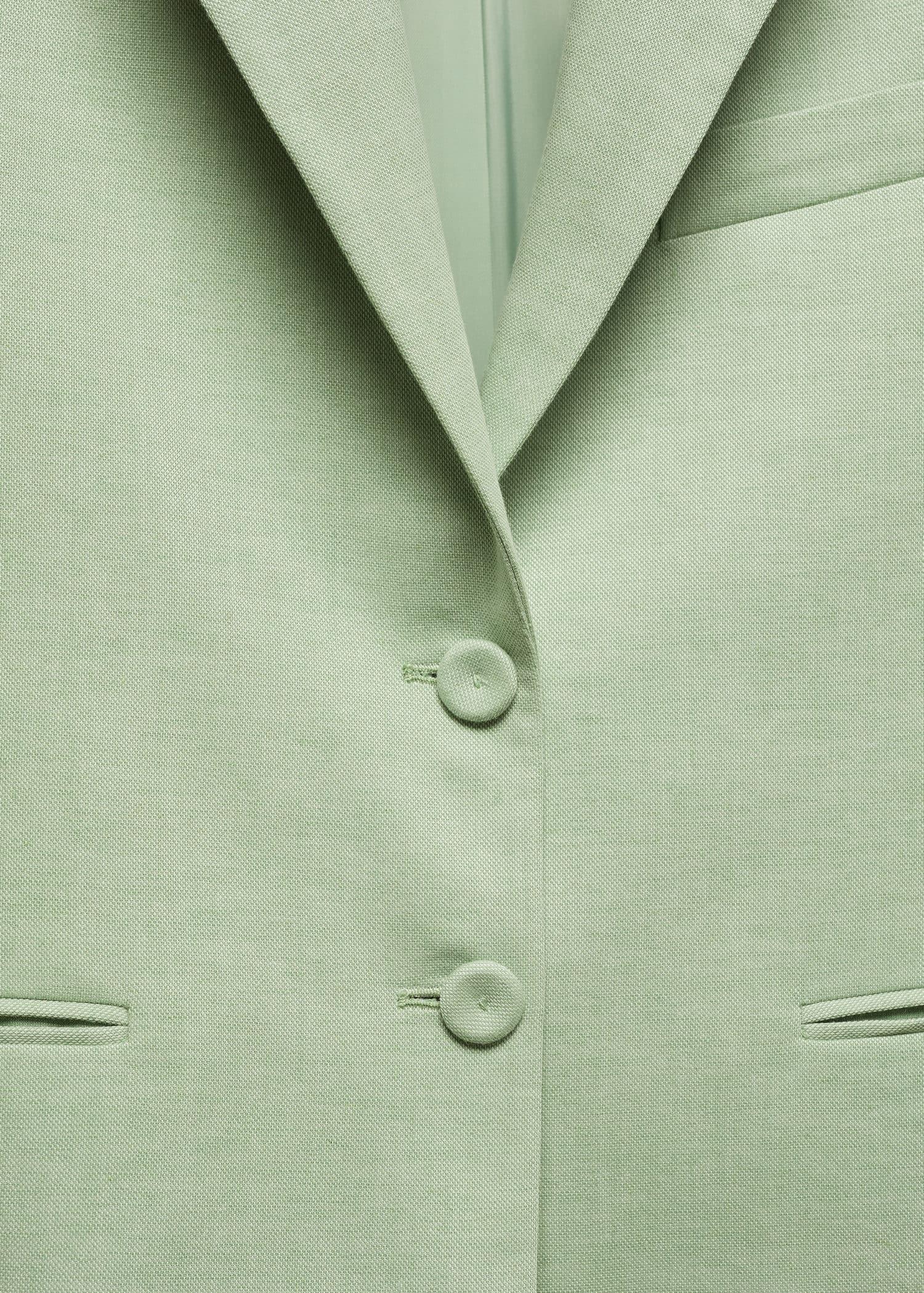 Mango - Green Cropped Buttoned Blazer
