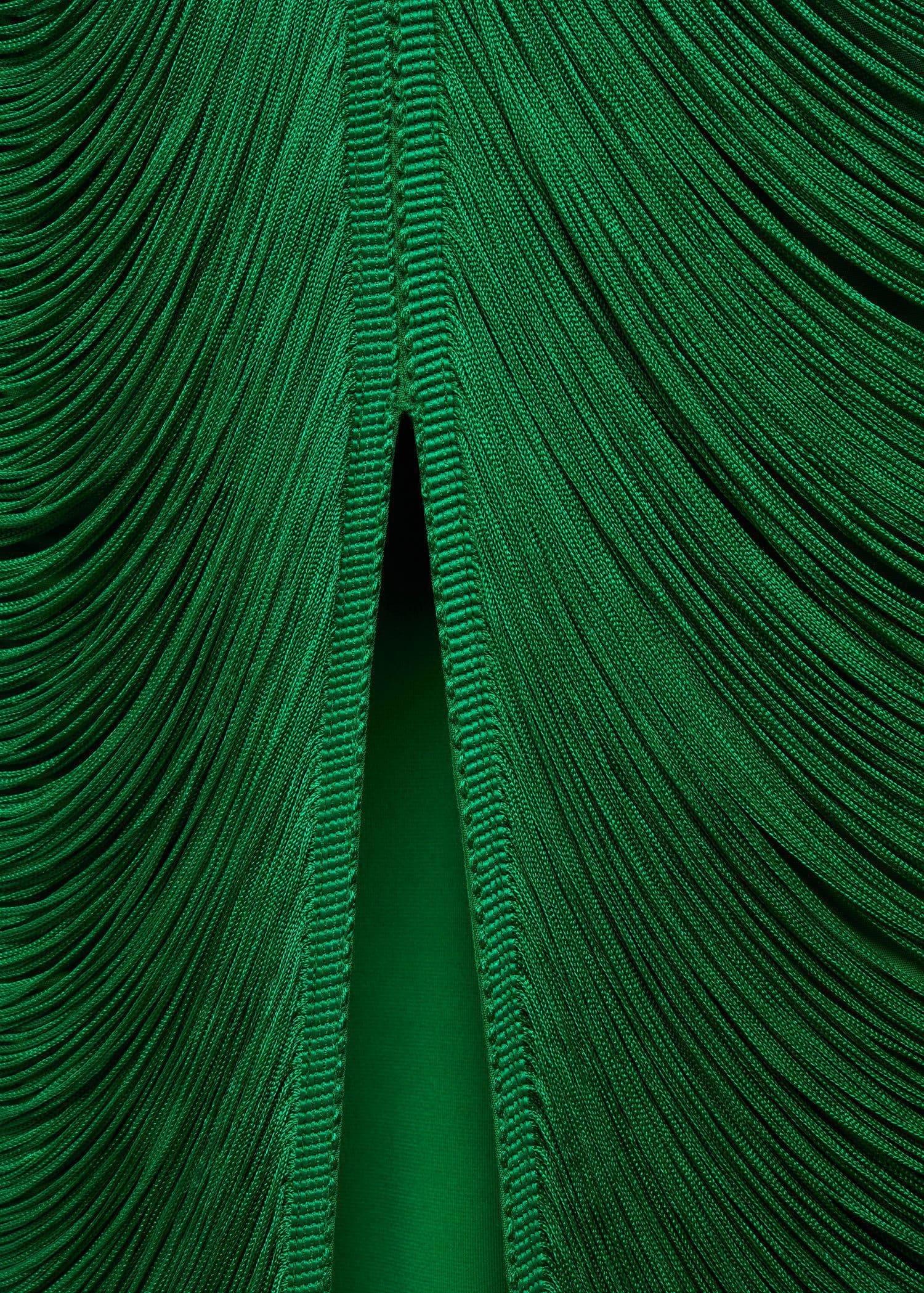 Green Asymmetrical Fringed Dress, , large image number 4