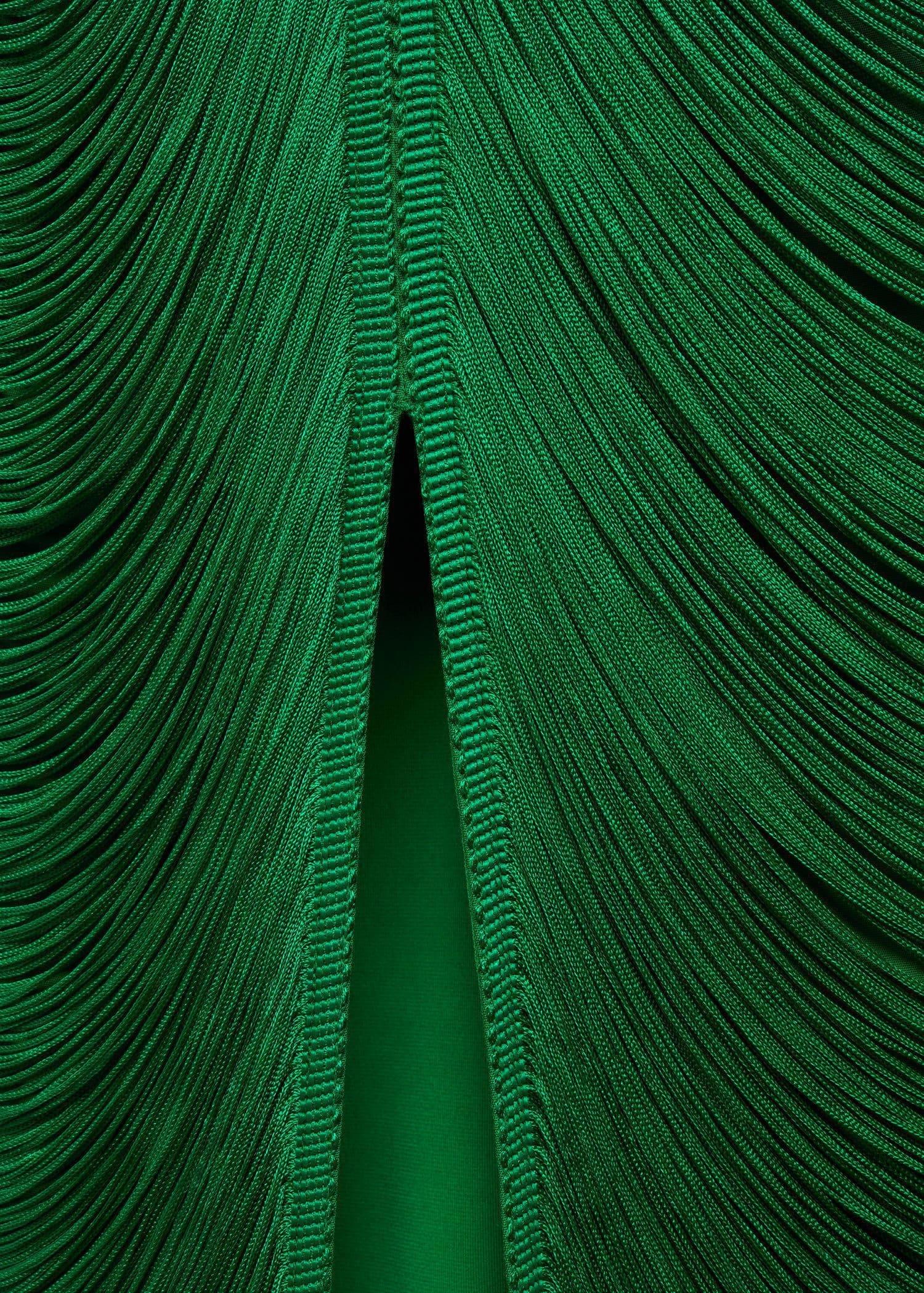 Mango - Green Asymmetrical Fringed Dress