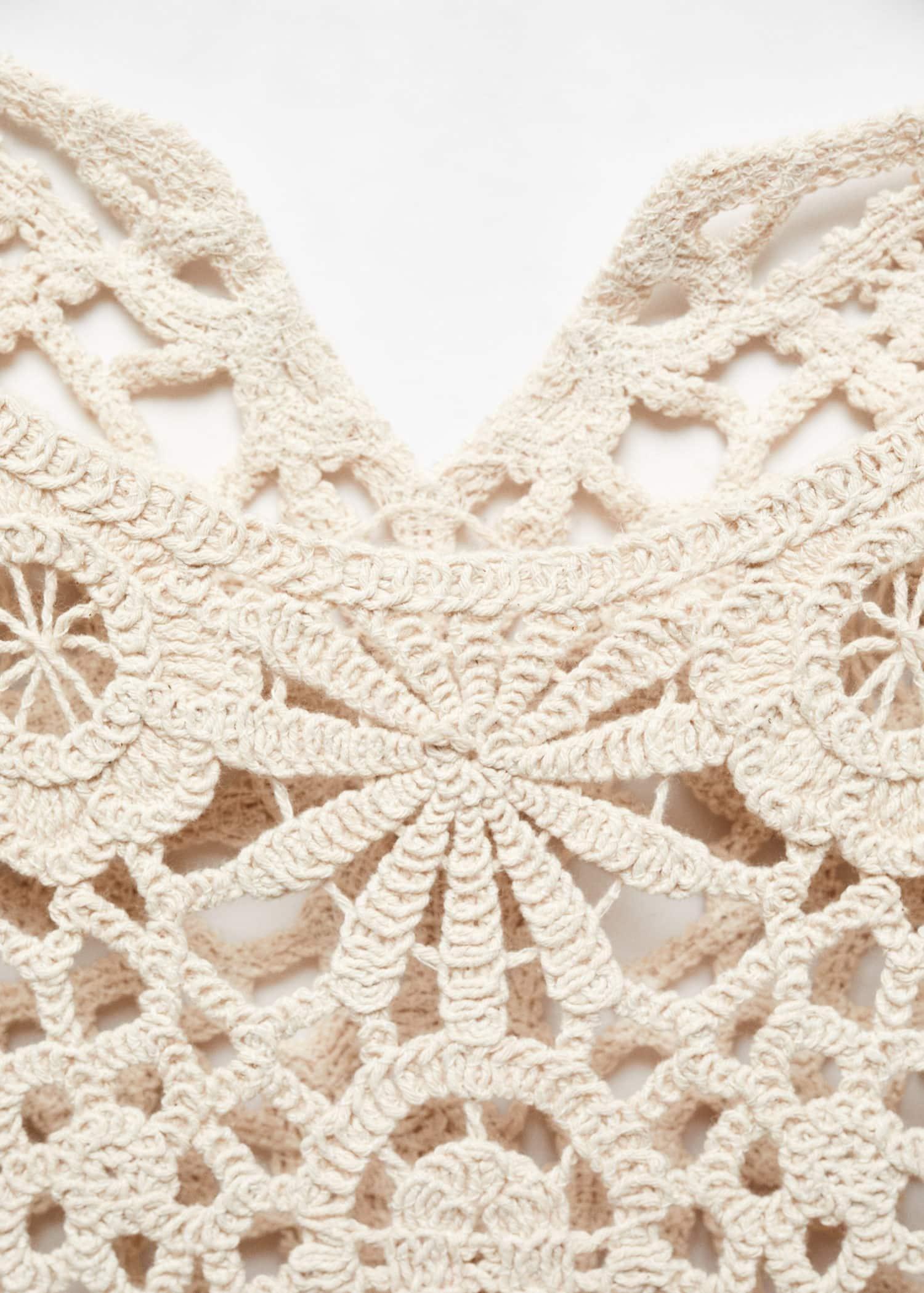 Mango - Grey Lt Pastel Cotton Crochet Dress