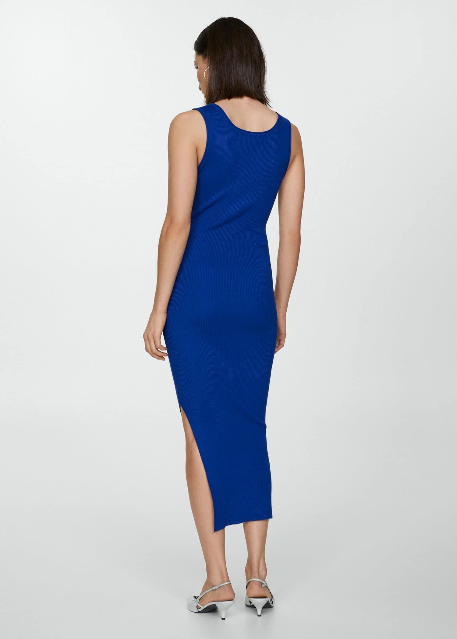 Mango - Blue Ribbed Long Dress