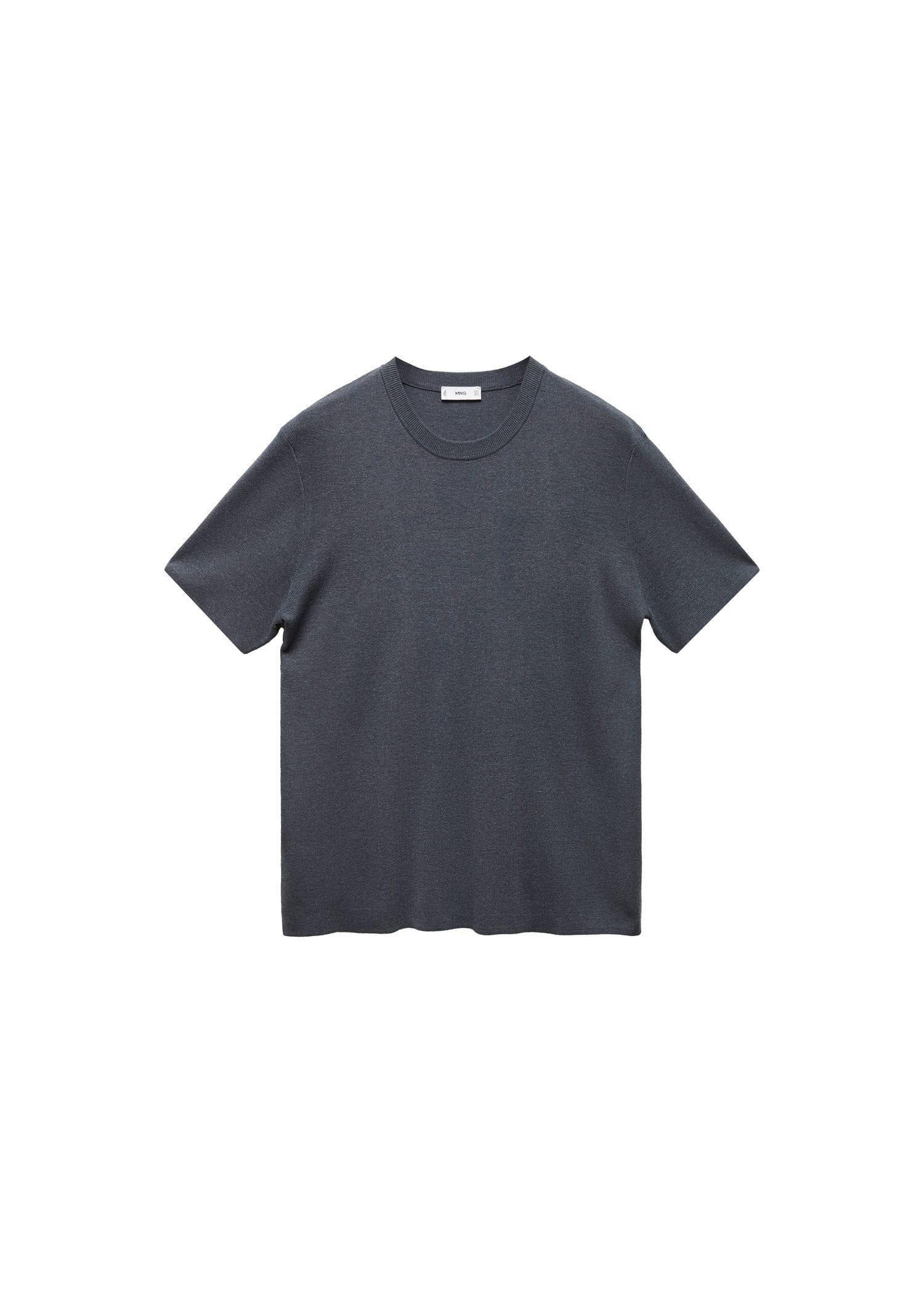 Blue Basic Cotton Blend T-Shirt, , large image number 3