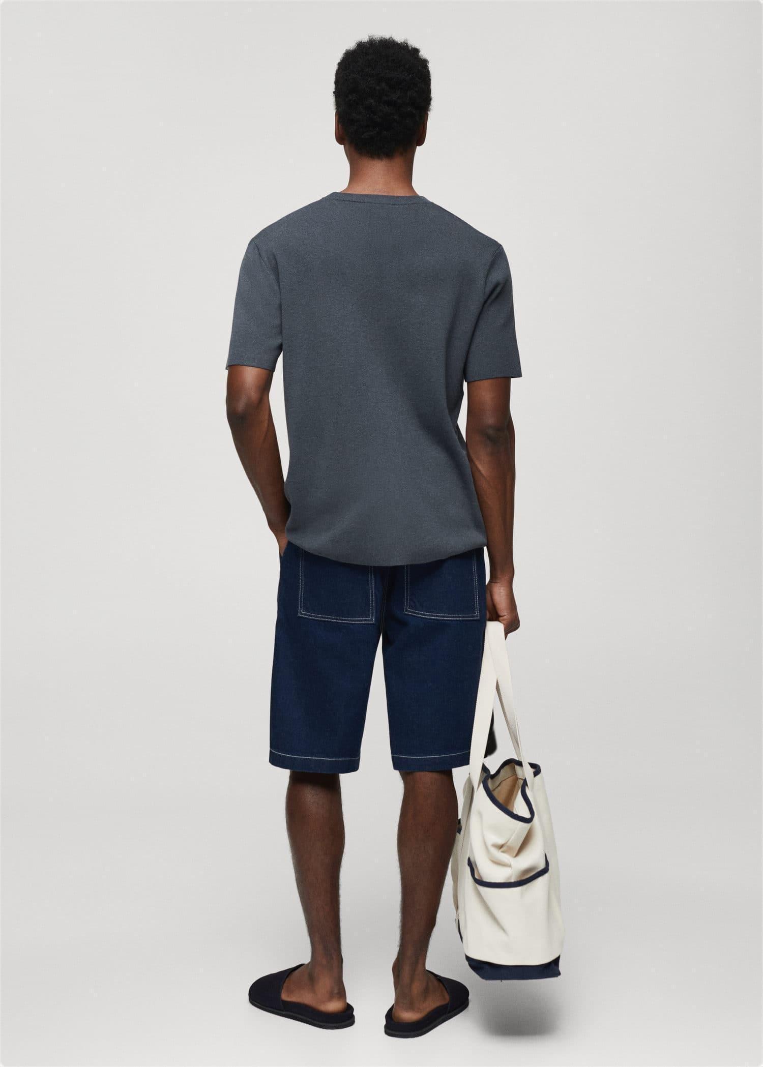 Blue Basic Cotton Blend T-Shirt, , large image number 5
