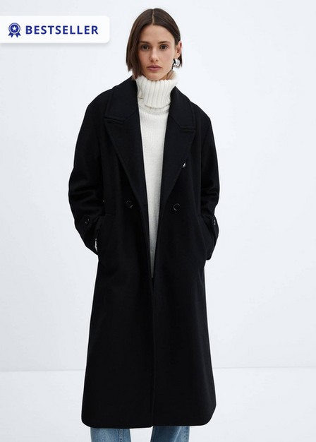 Mango - Black Oversize Wool Coat