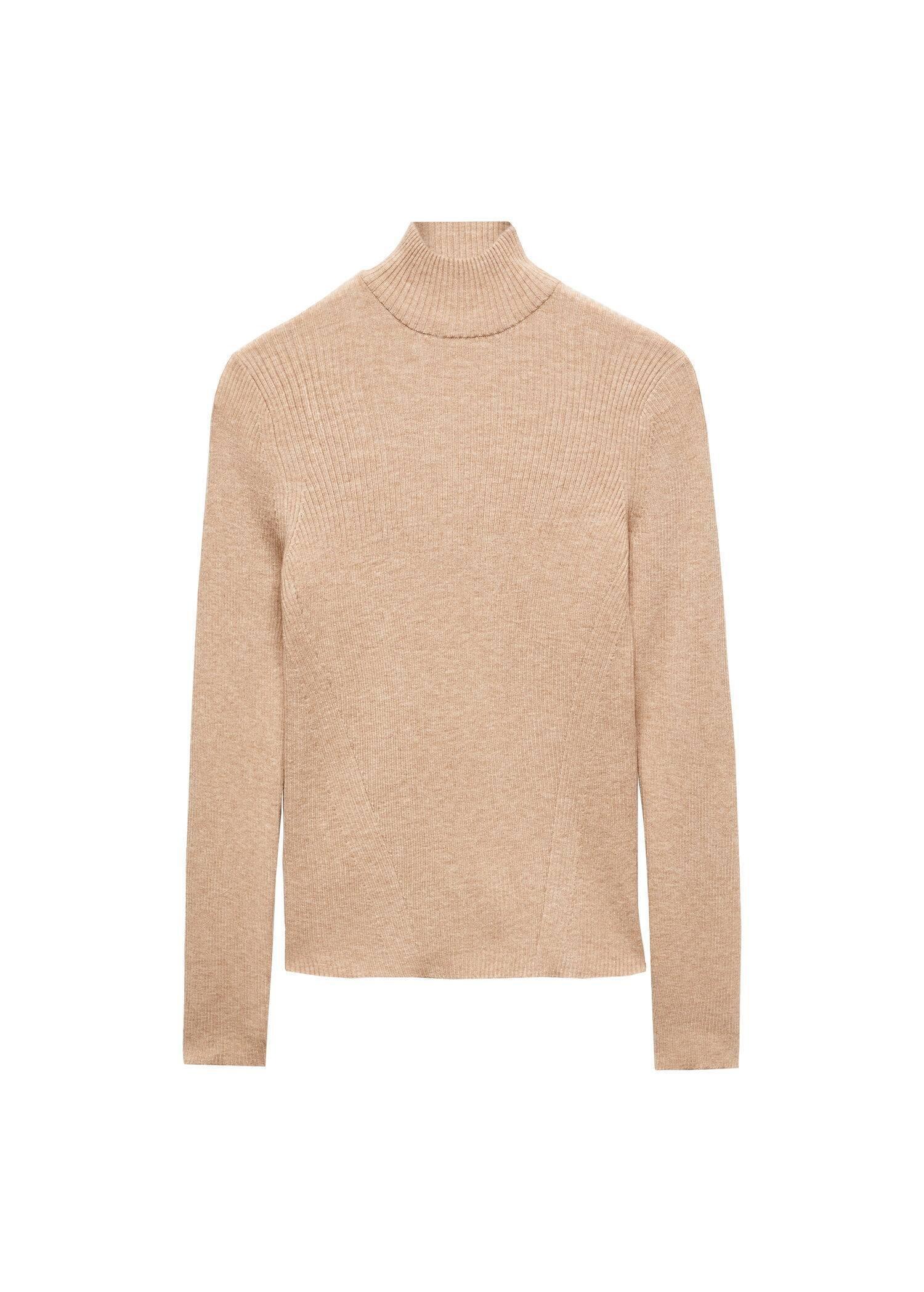 Mango - Brown Turtleneck Ribbed Sweater