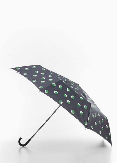 Mango - Blue Polka-Dot Folding Umbrella