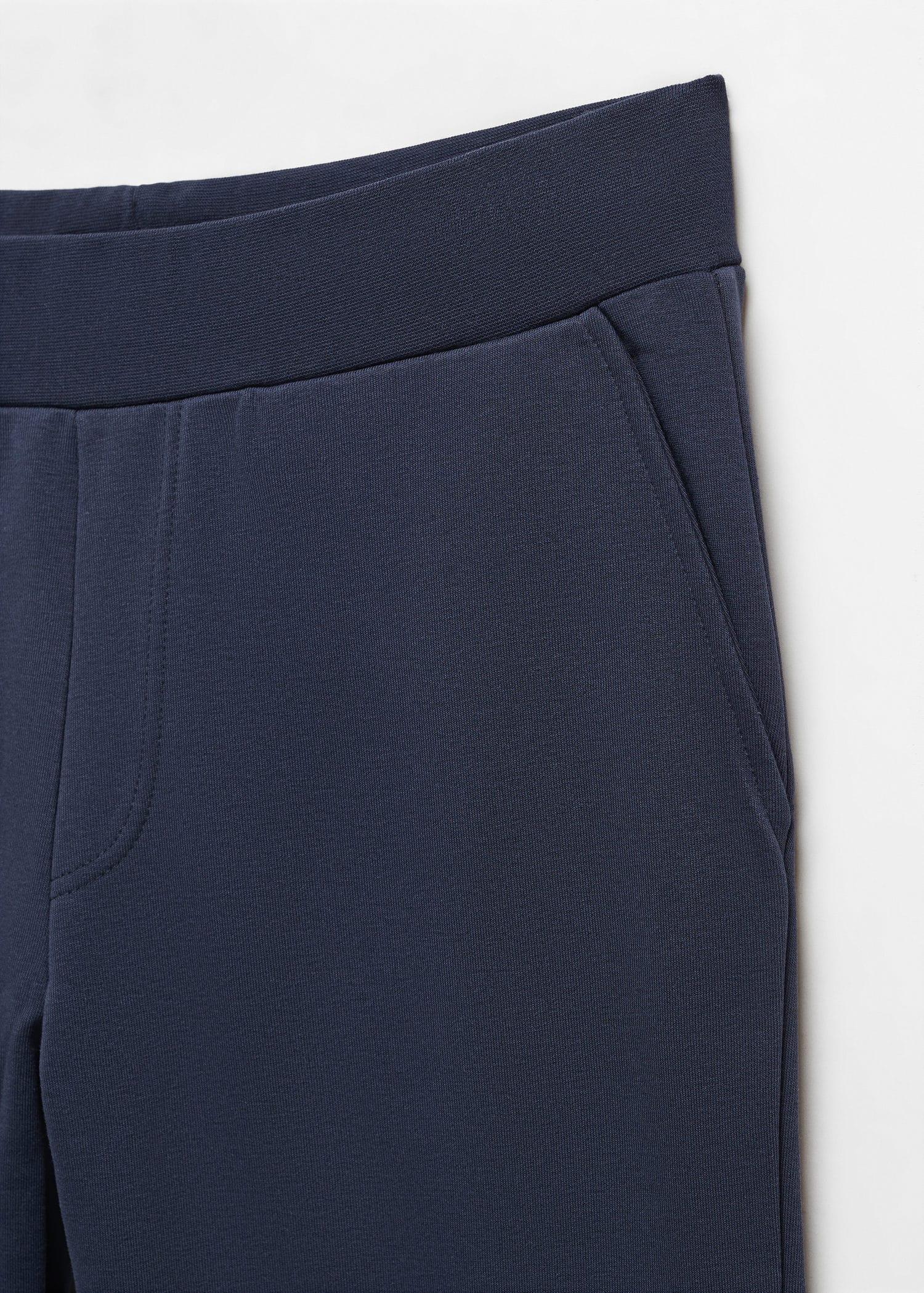 Mango - Navy Cotton Jogger-Style Trousers