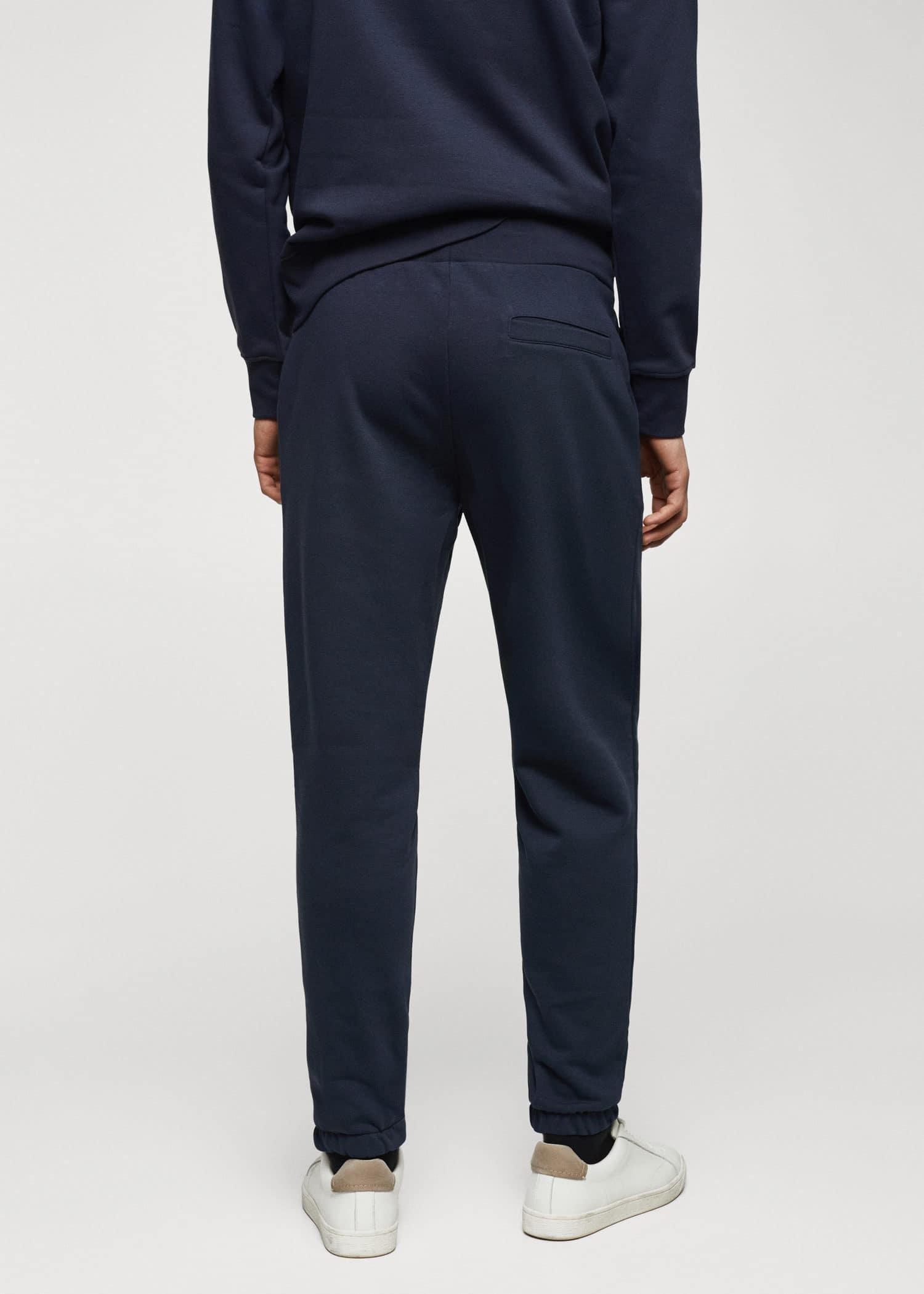 Mango - Navy Cotton Jogger-Style Trousers