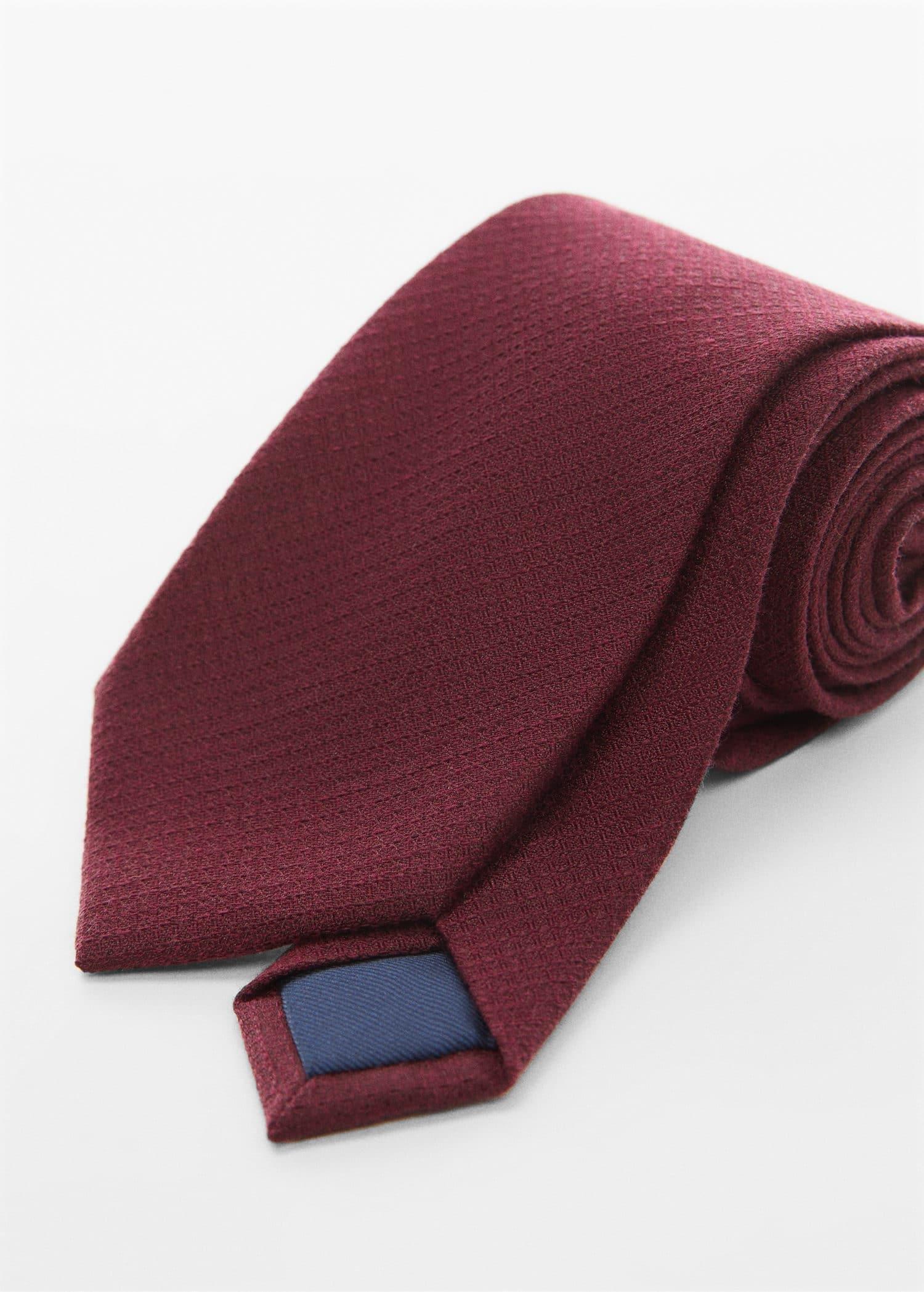 Red Structured Cotton Tie, , large image number 0