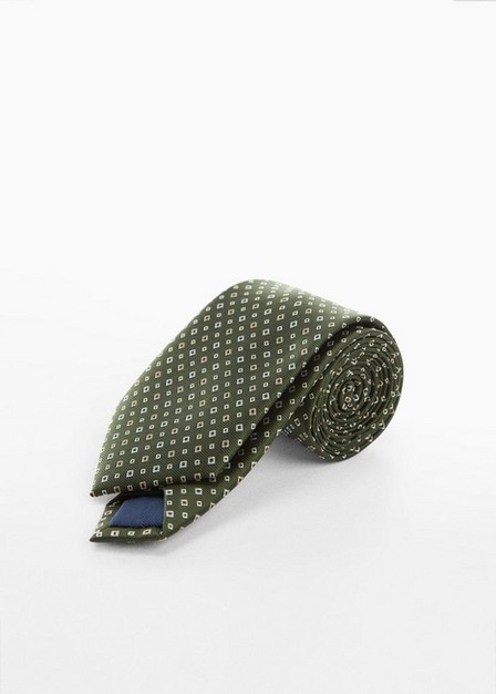 Mango - Green Geometric Patterned Tie