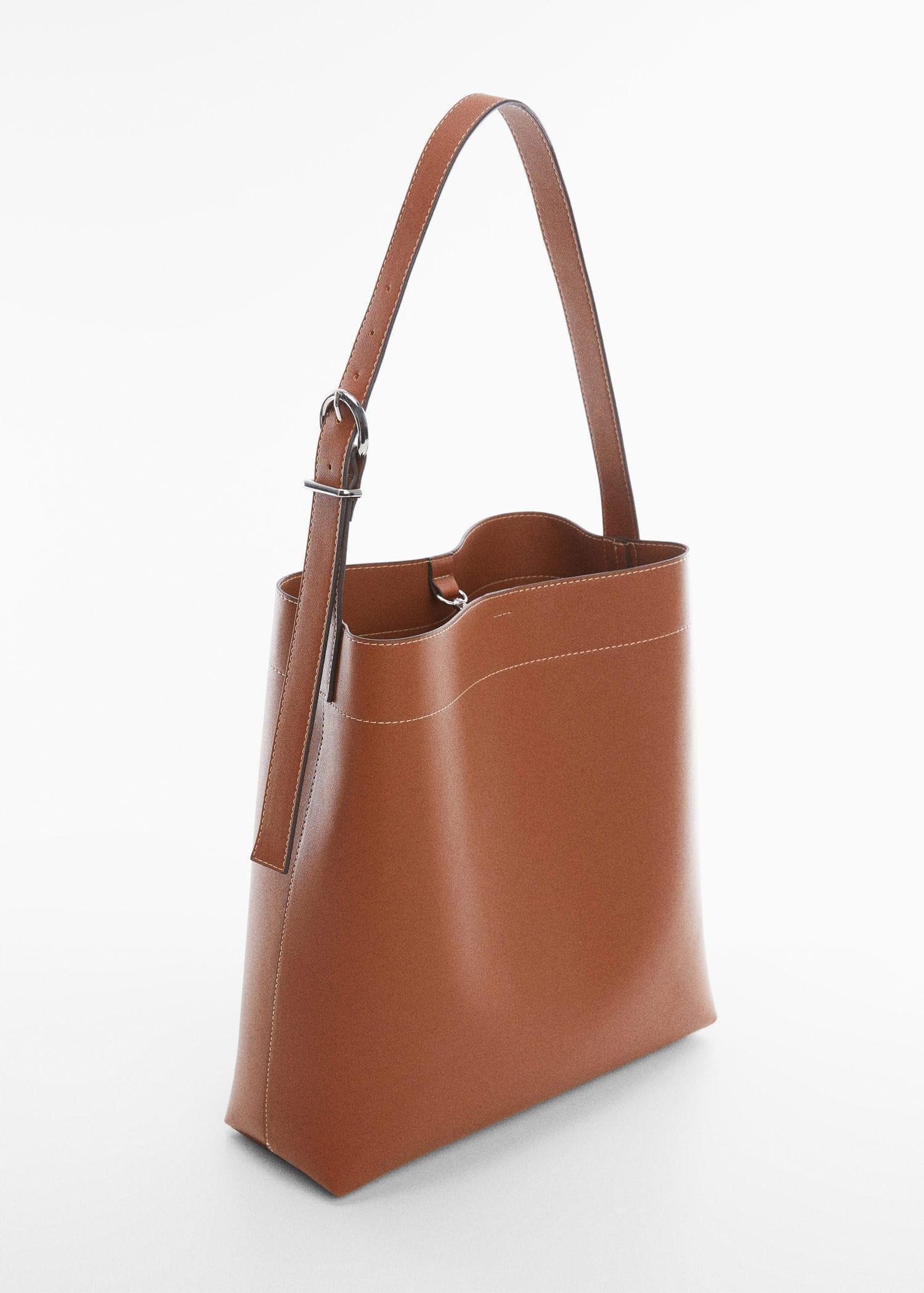 Mango - Brown Short Handle Shopper Bag