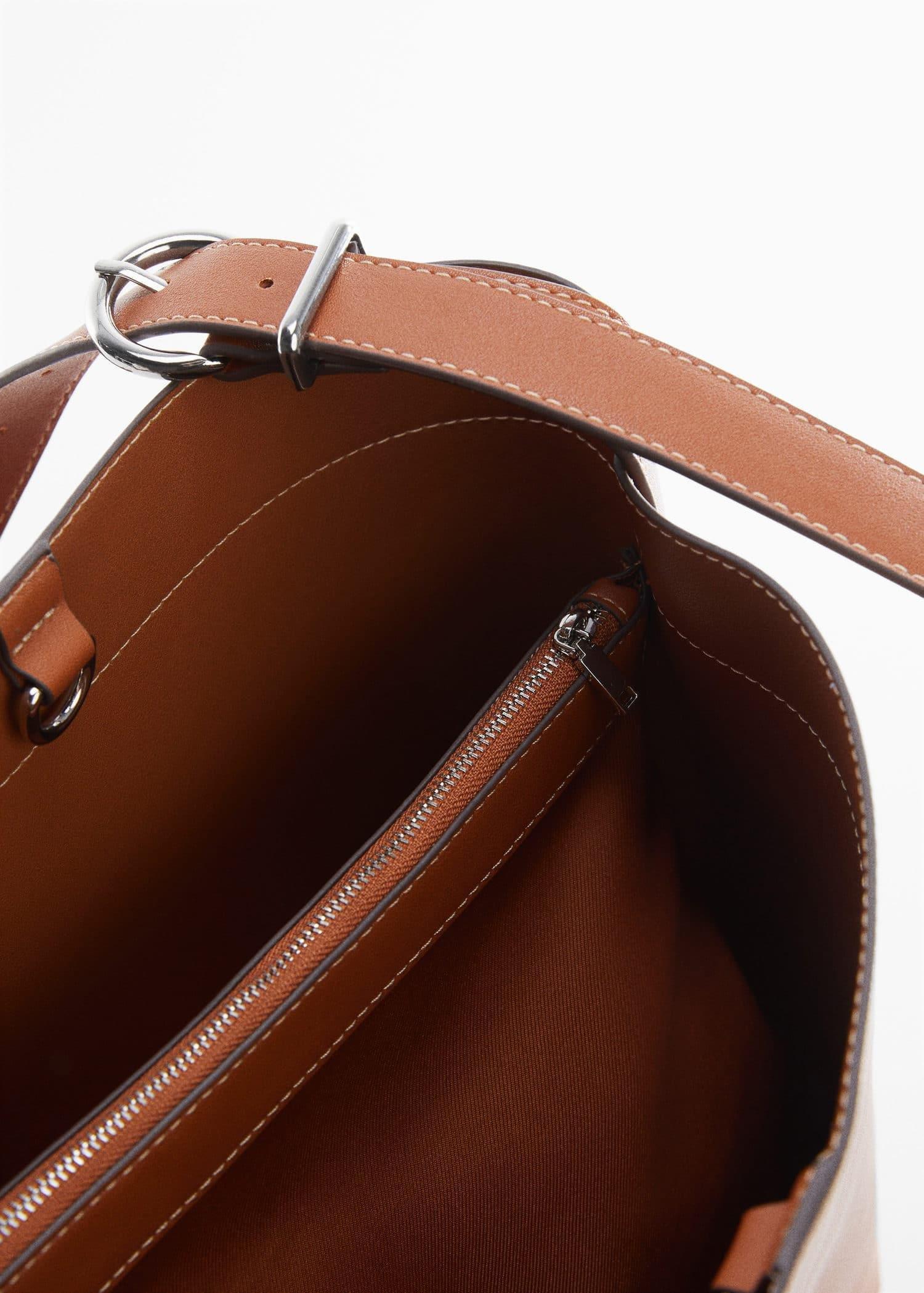 Mango - Brown Short Handle Shopper Bag