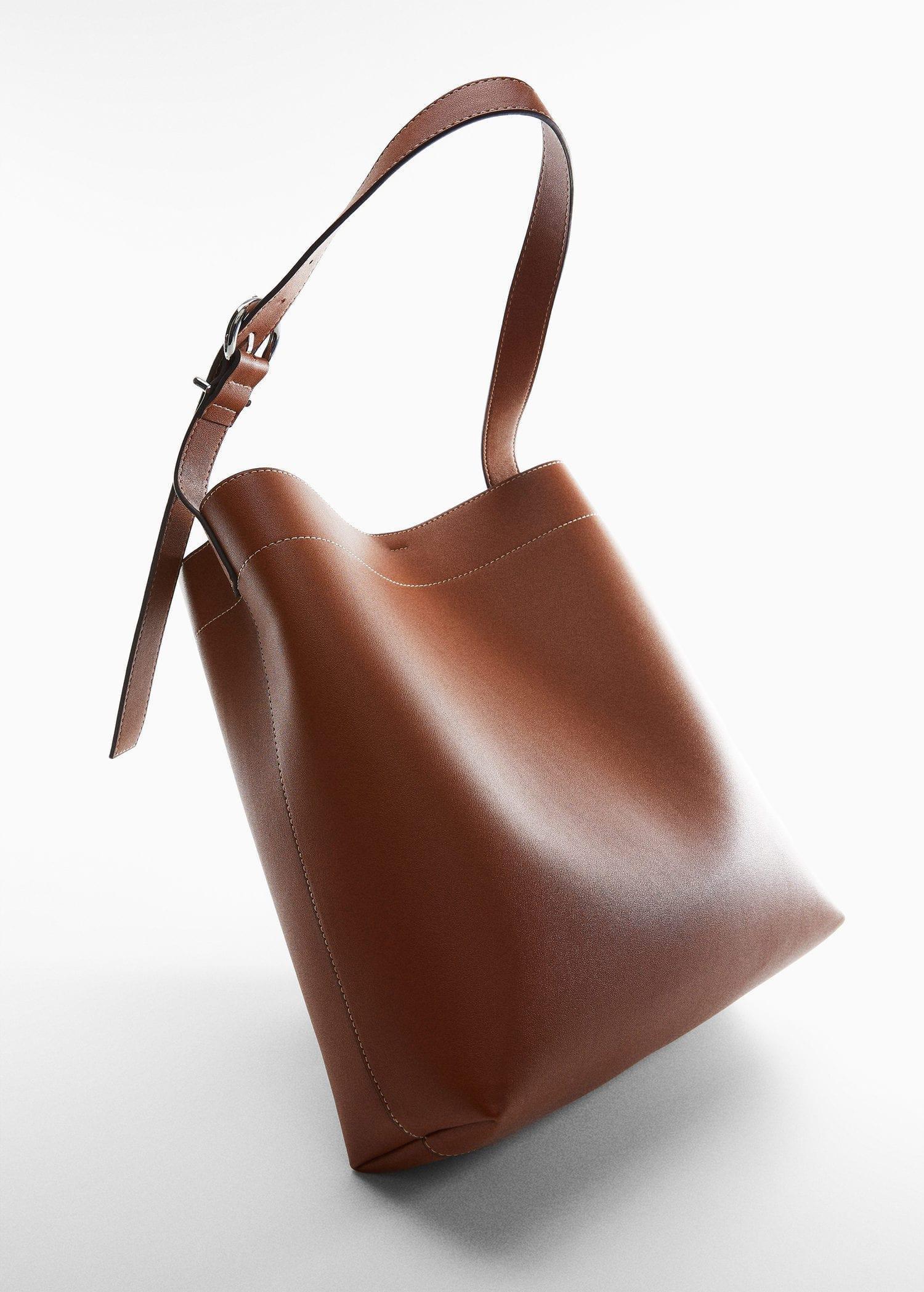 Mango - Brown Short Handle Shopper Bag