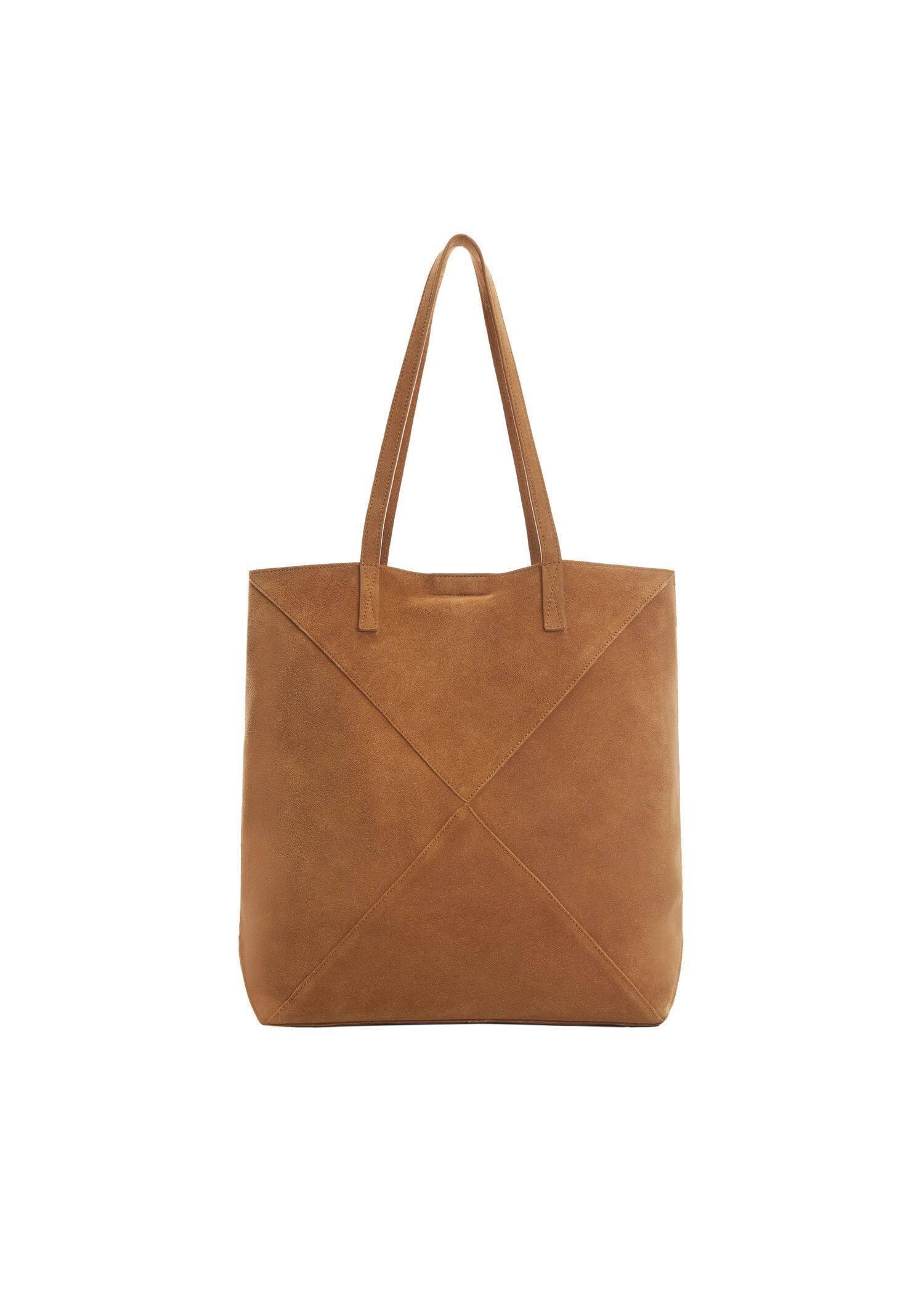 Mango - Brown Leather Shopper Bag