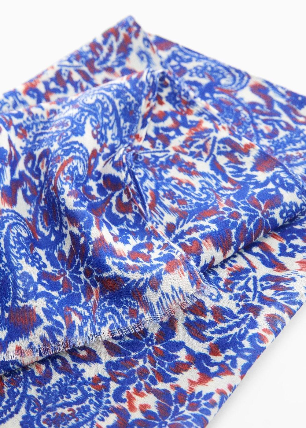 Blue Paisley Print Scarf, , large image number 0