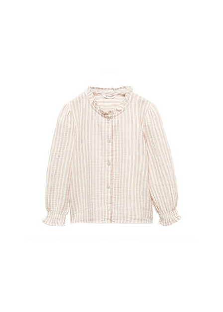 Mango - White Striped Cotton Shirt, Kids Girls