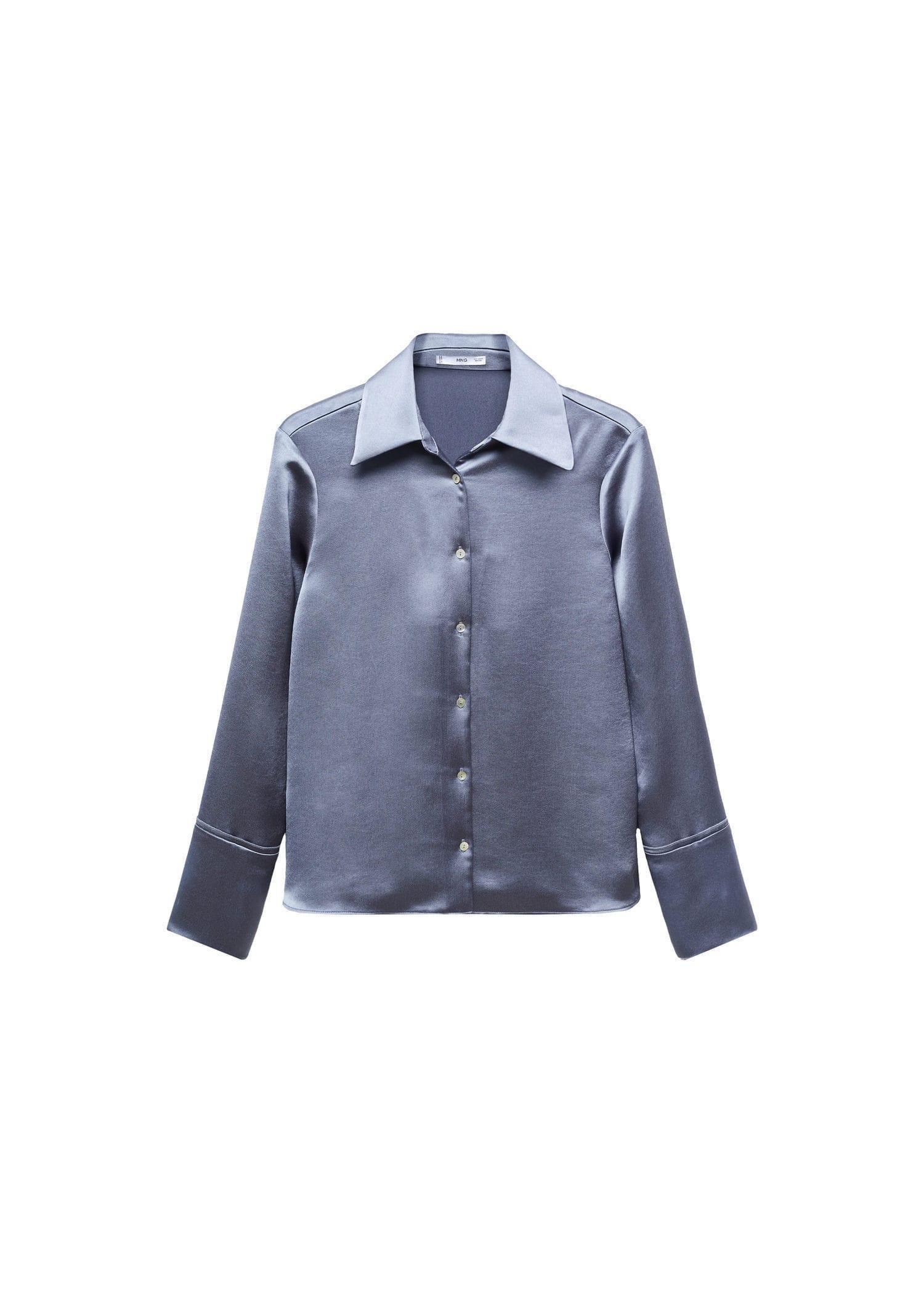 Mango - Blue Satin Buttoned Shirt