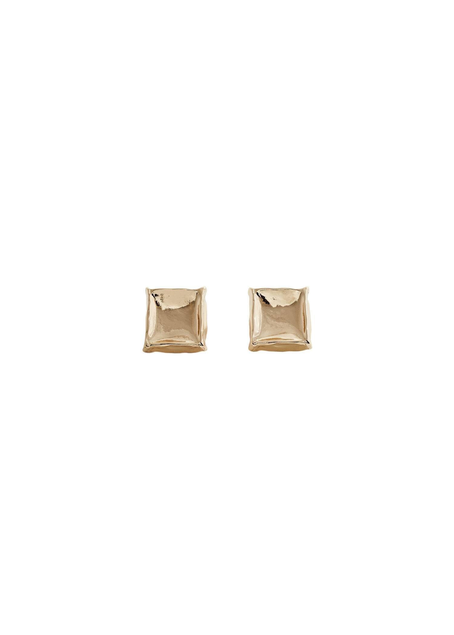 Mango - Gold Textured Square Earrings