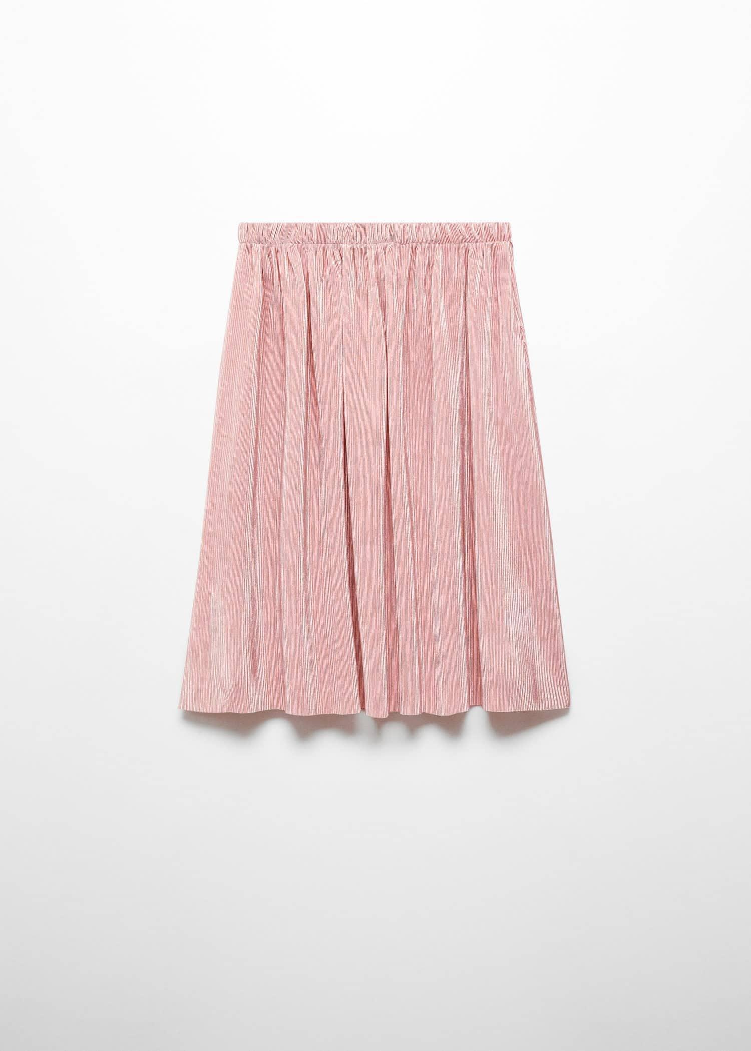 Mango - Pink Pleated Lurex Skirt, Kids Girls