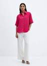 Mango - Pink Short-Sleeve Button-Down Shirt