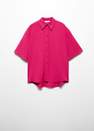 Mango - Pink Short-Sleeve Button-Down Shirt