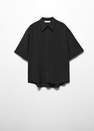 Mango - Black Short-Sleeve Button-Down Shirt