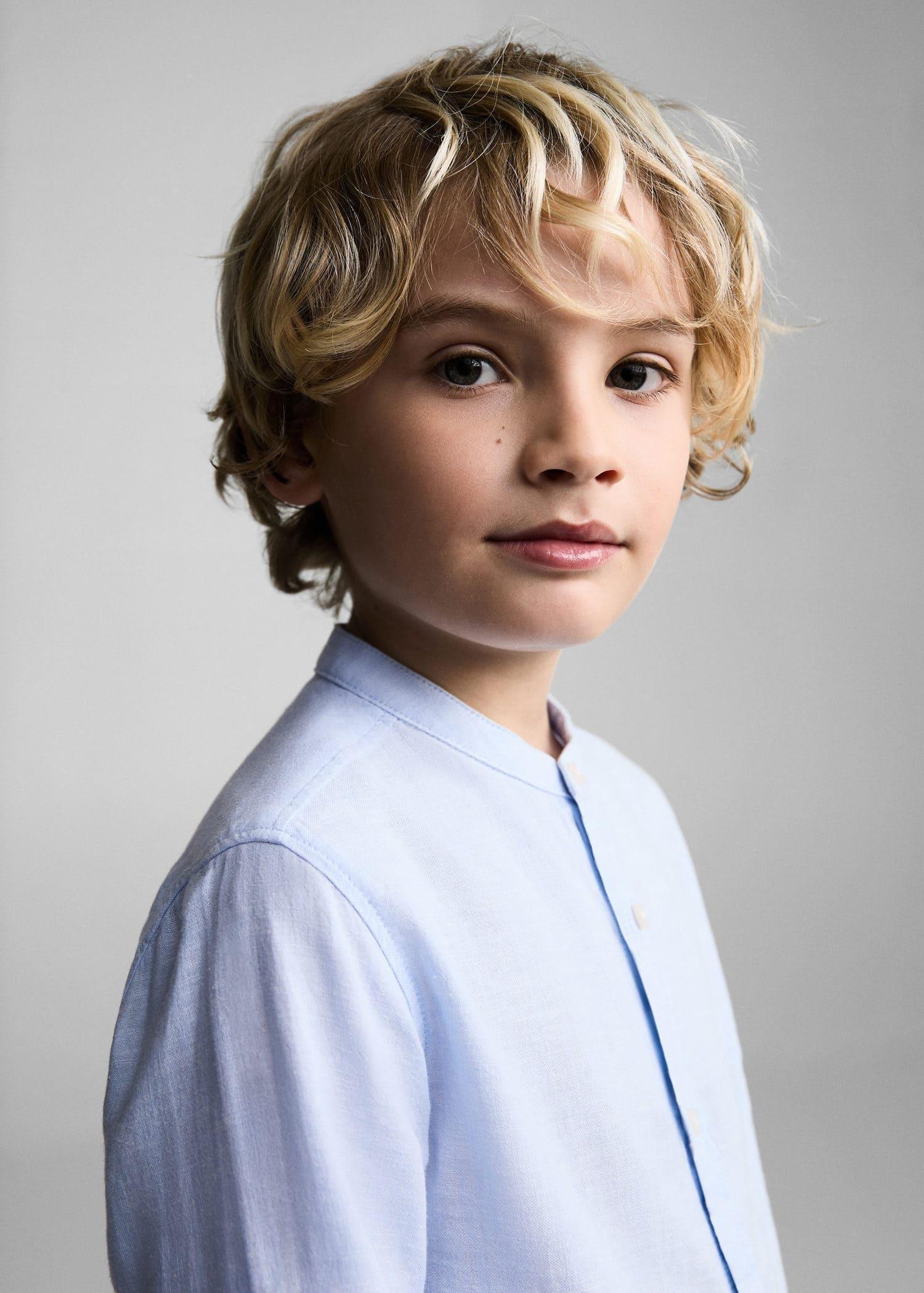Blue Lt-Pastel Linen Shirt, Kids Boys, , large image number 1